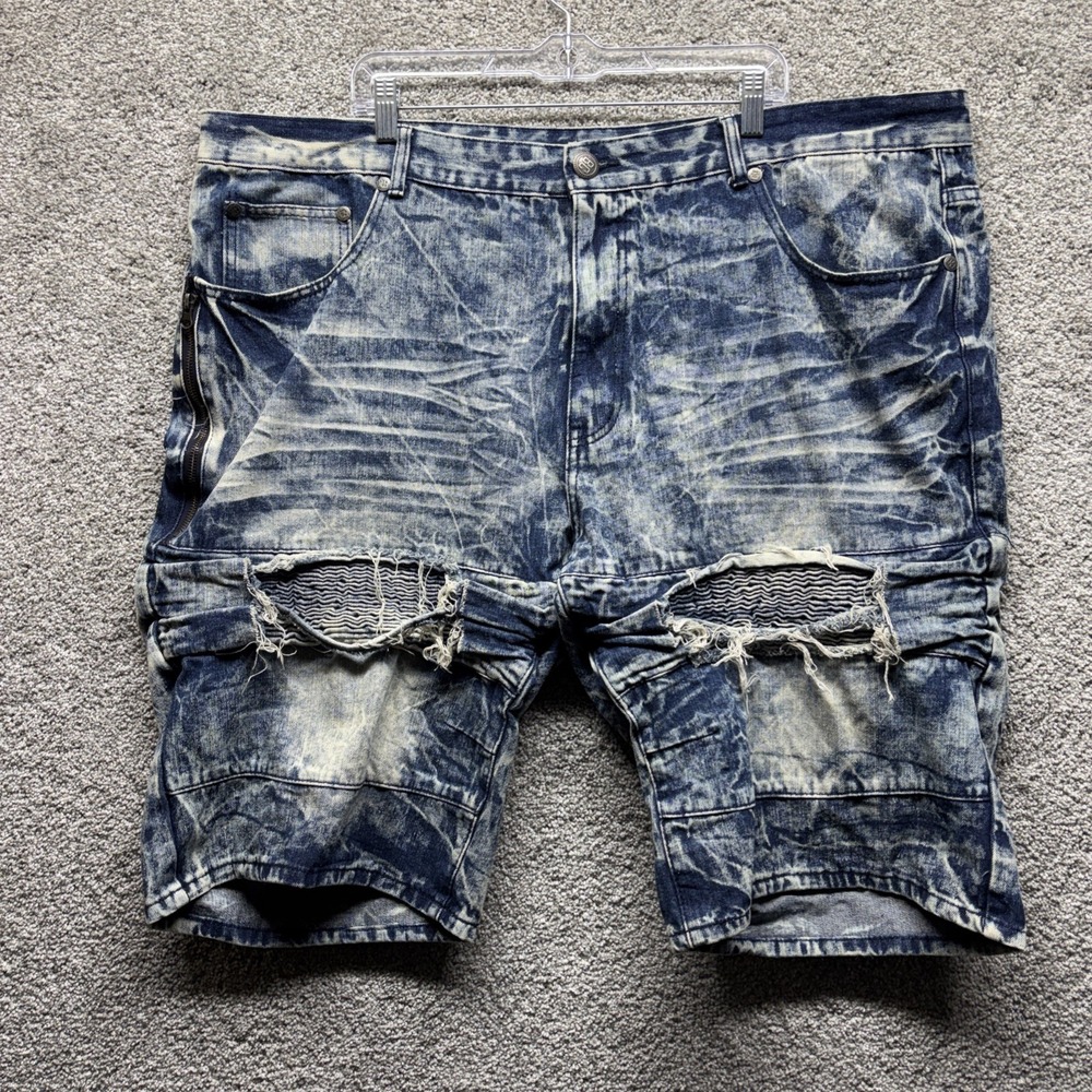 Blue Cult Denim Jean Shorts Mens 48 Distressed Acid Wash‎ Grunge Hipster Moto